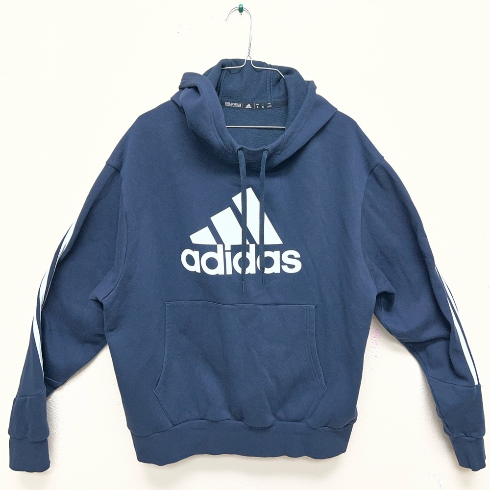 Adidas Dark Blue Hoodie with White Logo